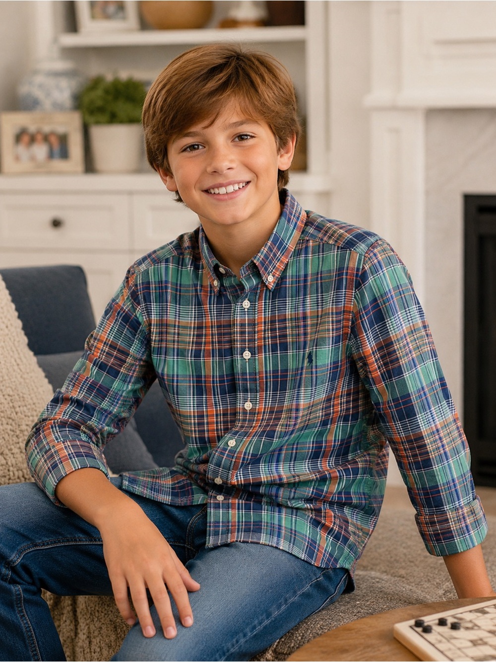 Polo Ralph Lauren Boys Plaid Button Down Shirt M 10-12